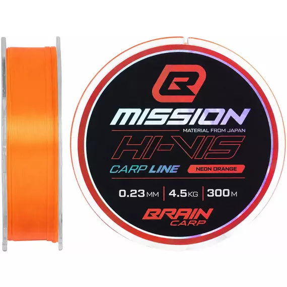 Волосінь Brain Mission Carp Line (Neon Orange) 300m 0.23mm 4.5kg, фото 